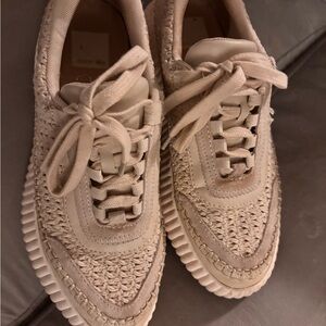 Dolce Vita Cream Woven Lace-Up Sneakers